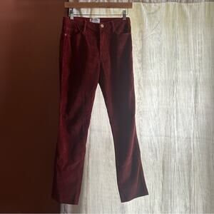 FRAME Denim Le High Straight Corduroy Pants Ribbed Leg Burgundy Red Rust Size 27